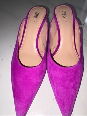 ZARA Purple Pointed-Toe Mules Size 39